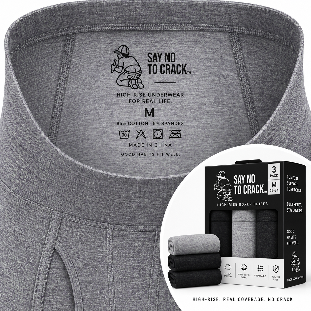 Say No to Crack tagless inside logo and packaging